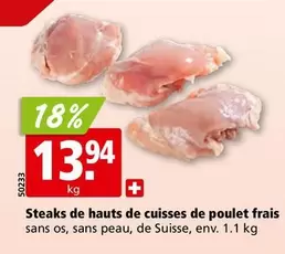 Steaks de hauts de cuisses de poulet frais