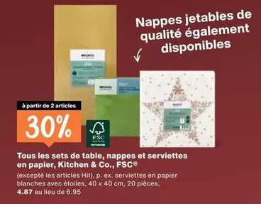 sets de table, nappes et serviettes en papier