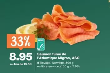 Saumon fumé de l'Atlantique Migros, ASC