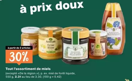 Tout l'assortiment de miels