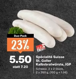 St. Galler Kalbsbratwürste, IGP