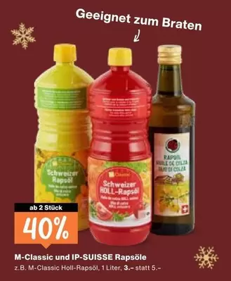 M-Classic und IP-SUISSE Rapsöle