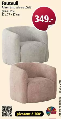 Fauteuil Alken tissu velours côtelé
