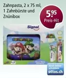 Zahnpasta, 1 Zahnbürste und Znünibox