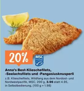 Klieschefilets, -Seelachsfilets und -Pangasiusknusperli