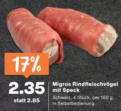 Rindfleischvögel mit Speck