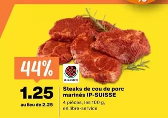 Steaks de cou de porc marinés IP-SUISSE