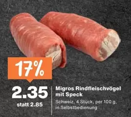 Rindfleischvögel mit Speck