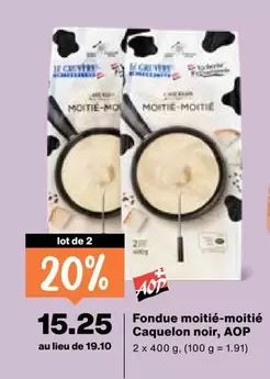 Fondue moitié-moitié Caquelon noir, AOP