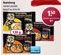 ramen poulet, bœuf ou kimchi