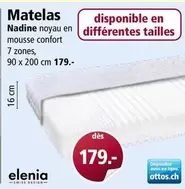 Matelas Nadine noyau en mousse confort 7 zones, 90 x 200 cm
