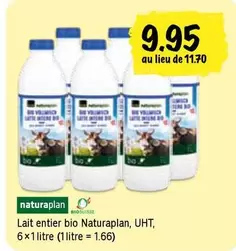 Lait entier bio Naturaplan, UHT