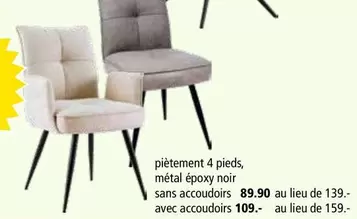 piètement 4 pieds, métal époxy noir