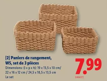 Paniers de rangement, W5, set de 3 pièces