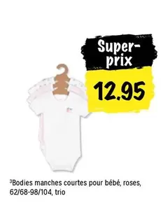Bodies manches courtes pour bébé, roses, 62/68-98/104, trio