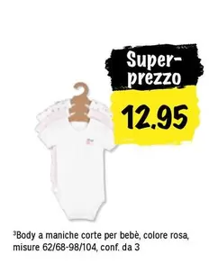 Body a maniche corte per bebè, colore rosa