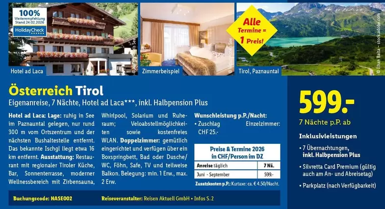 Whirlpool - Österreich Tirol Eigenanreise, 7 Nächte, Hotel ad Laca