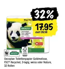 Toilettenpapier Goldmelisse, FSC
®
Recycled, 3-lagig, weiss oder Nature, 32 Rollen
