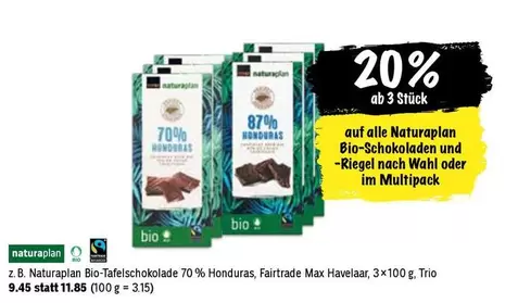 Wahl - Naturaplan Bio-Tafelschokolade 70% Honduras, Fairtrade Max Havelaar