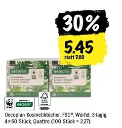 Kosmetiktücher, FSC®, Würfel, 3-lagig, 4x60 Stück, Quattro (100 Stück = 2.27)