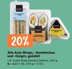 Asia-Wraps, -Sandwiches und -Onigiri