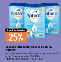Tous les laits junior et laits de suite