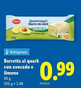 Barretta al quark con avocado e limone