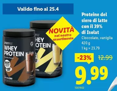 Proteine del siero di latte con il 39% di Isolatt