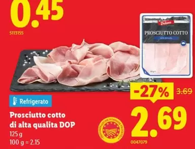 Prosciutto cotto di alta qualita DOP