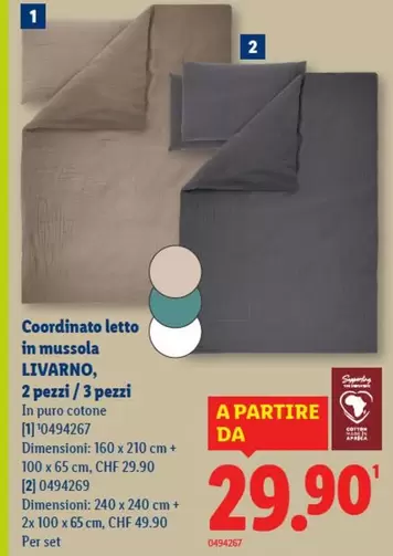 Coordinato letto in mussola LIVARNO, 2 pezzi / 3 pezzi