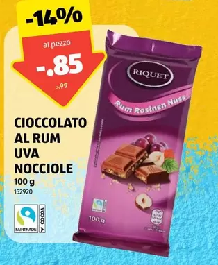 CIOCCOLATO AL RUM UVA NOCCIOLE 100 g 152920