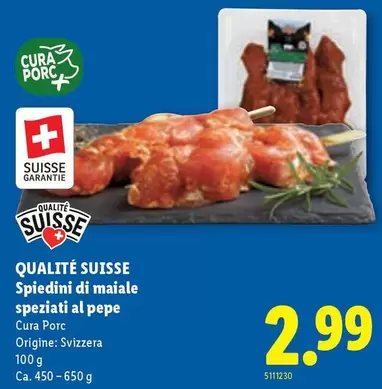 Spiedini di maiale speziati al pepe