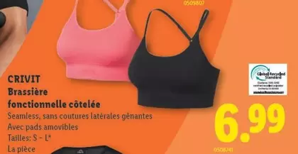 Brassière fonctionnelle côtelée