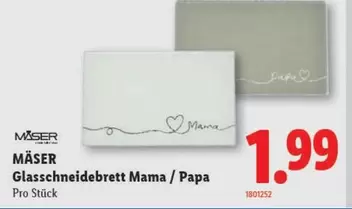 Glasschneidebrett Mama / Papa
