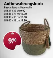 Aufbewahrungskorb Beach Seegras/Baumwolle