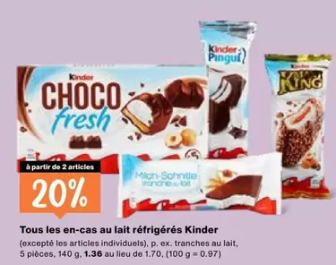 Kinder - Tous les en-cas au lait réfrigérés