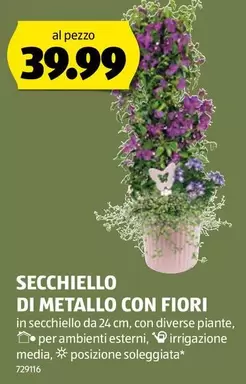SEC chiello DI METALLO CON FIORI
