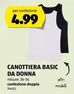 CANOTTIERA BASIC DA DONNA confezione doppia 706022
