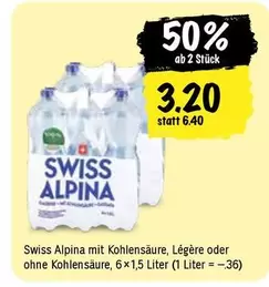 Swiss Alpina mit
Kohlensäure, Légère oder
ohne Kohlensäure