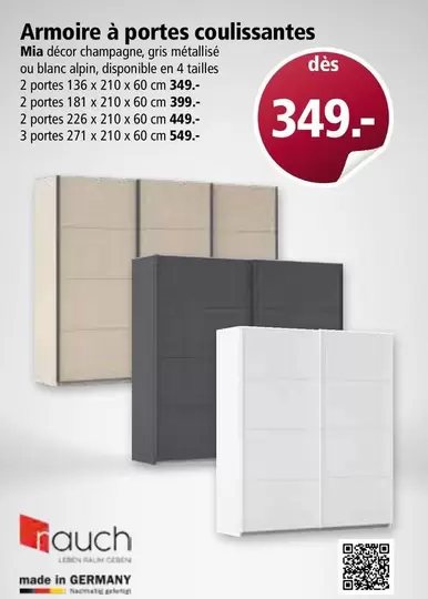 Mia - Armoire à portes coulissantes