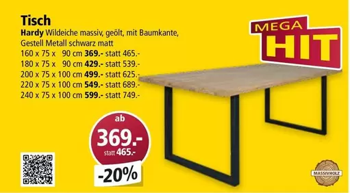 Tisch Hardy Wildeiche