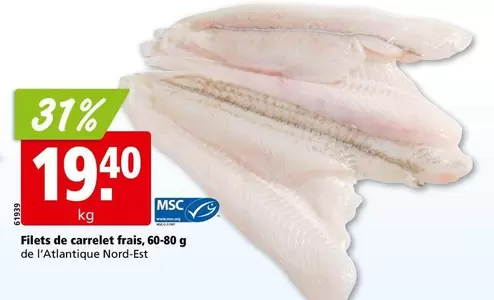 Filets de carrelet frais
