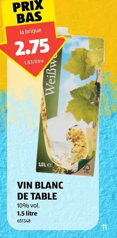 VIN BLANC DE TABLE