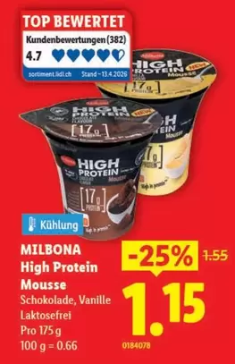 High Protein Mousse Schokolade, Vanille Laktosefrei