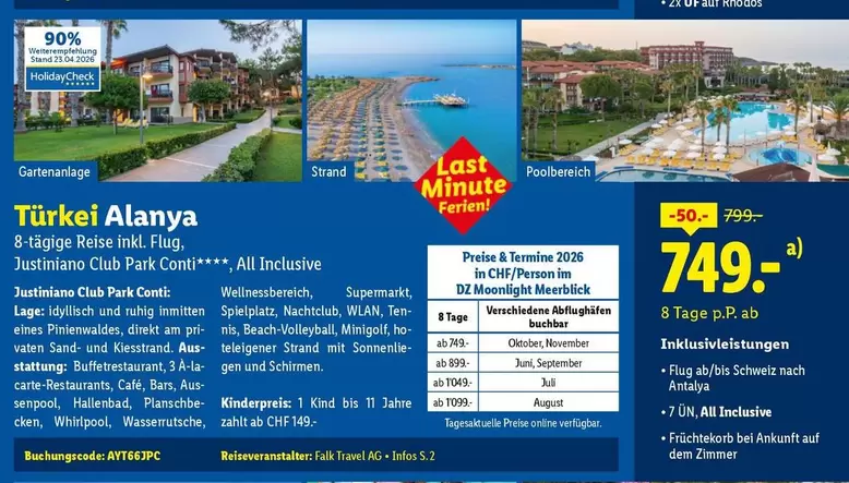 Ag - Türkei Alanya 8-tägige Reise inkl. Flug