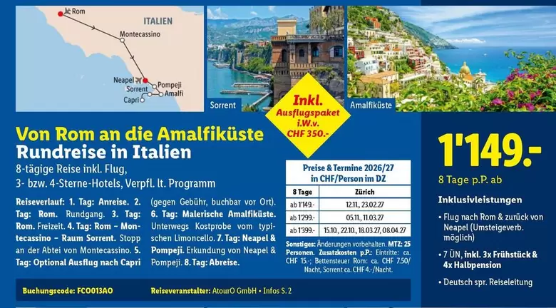Amalfi - Rundreise in Italien: Von Rom an die küste