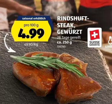 Rindshuft-Steak, gewürzt