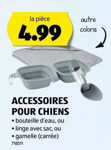 ACCESSOIRES POUR CHIENS - bouteille d'eau, ou linge avec sac, ou gamelle (carrée)