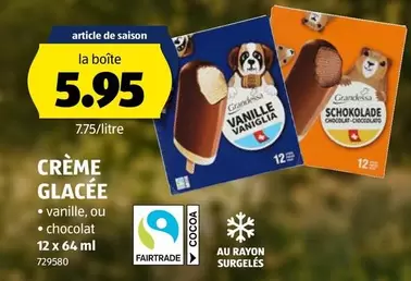 Crème glacée vanille ou chocolat 12 x 64 ml