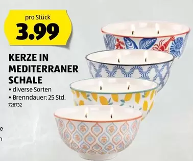 Kerze in mediterraner Schale